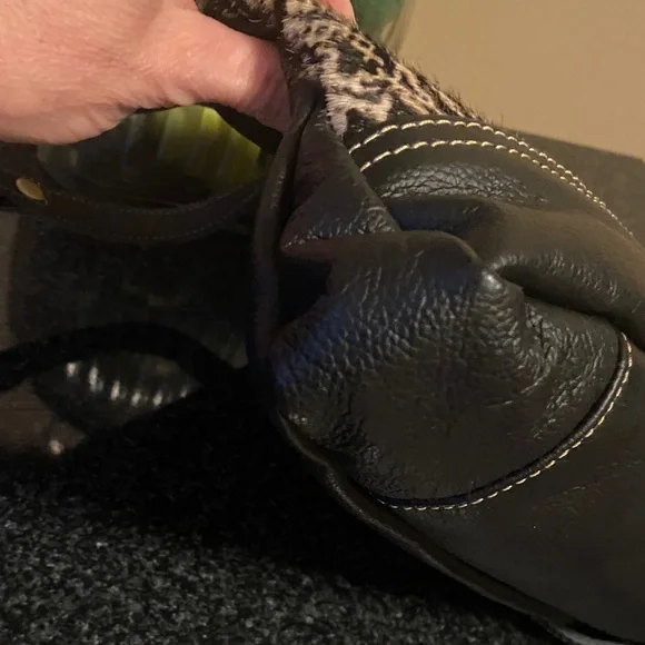 Myra Bag Black and Tan Antiquated Leather & Hairon Snake Print Bag - Picture 8 of 15